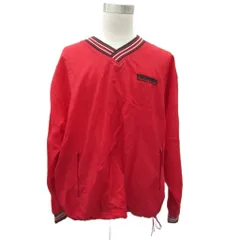 チャンピオン CHAMPION プルオーバーナイロンジャケット ミドル丈 XL 赤 レッド 刺繍 /SM16 ■GY61