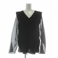 マルゥ ユナイテッドアローズ MARW UNITED ARROWS ブラウス 黒 ブラック Vネック 長袖 シアー袖 トップス /PP ■GY58