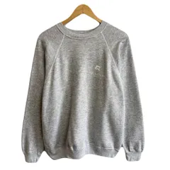 80's〜 vintage ビンテージ USA製 Hanes ヘインズ フロントプリント PORTMAN ラグランスウェット トレーナー 裏起毛 ライトグレー Lサイズ No.M442