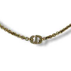 クリスチャンディオール　Christian Dior CD Navy ネックレス　ラインストーン　ゴールド金具
