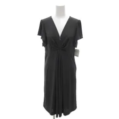 カーラ Cara タグ付き ワンピース Vネック ビーズビジュー ツイストデザイン ギャザー 半袖 L グレー /YJ ■GY66