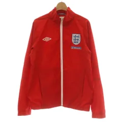 アンブロ UMBRO ジャケット ジャンパー 上着 S 赤 レッド 長袖 無地 スタンドカラー ロゴプリント /RP ■GY58