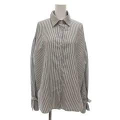 チャオパニック CIAOPANIC シャツ M グレー 白 ホワイト ストライプ柄 長袖 袖ループ オーバーサイズ /NU ■GY59