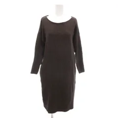 N.Natural Beauty Basic N.ナチュラルビューティーベーシック ワンピース ひざ丈 S 茶 ブラウン チェック柄 長袖 ラウンドネック /NL ■GY60