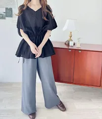 classical elf  クラシカルエルフ 前後2way シアーシャツ Vネック ギャザー ボリューム ブラック M  タグ付き AA1-51