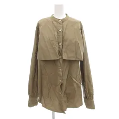 ナノユニバース nano universe シャツ L カーキ 長袖 バンドカラー ケープ風デザイン /NL ■GY58