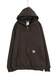 【お得なクーポン配布中!】 US企画 カーハート 裏 サーマル フルジップ スウェット フード パーカー メンズ XL 程/ ジャケット ワーク トレーナー ヘビーウェイト 茶
