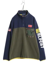 【お得なクーポン配布中!】 ポロ ラルフローレン フリース ジャケット メンズ XL 古着 スナップT プルオーバー ツートン 袖 プリント 星条旗 RL-92 RL-93 大きいサイズ