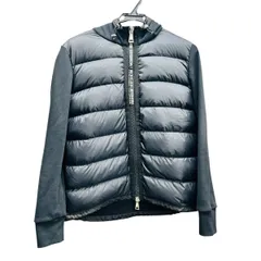 MONCLER 極美品 モンクレール 2020年 MAGLIA CARDIGAN カーディガン ダウンパーカー ダウンジャケット ナイロン コットン フェザー 異素材切替 ブラック パーカー サイズM Aランク 中古 鑑定済 モンクレールダウン