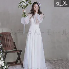 ウェディングドレス 花嫁 長袖 シンプル 白ドレス Vネック ワンピース 花嫁 結婚式 二次会 披露宴 前撮り 後撮り 撮影用