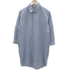 アーバンリサーチ URBAN RESEARCH シャツワンピース 麻 リネン混 F 水色 ライトブルー 白 ホワイト ストライプ柄 長袖 ひざ丈 /YS61 ■GY58