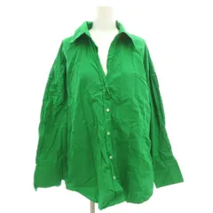 ザラ ZARA コットンシャツ ブラウス 長袖 スキッパー L 緑 グリーン /GV ■GY53