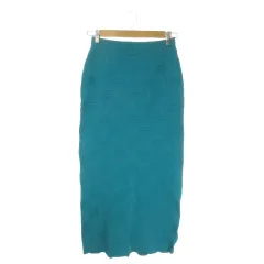 スライ SLY ロングスカート ニット F 緑 グリーン 格子状織り柄 ロング丈 タイトシルエット /AO5 ■GY60