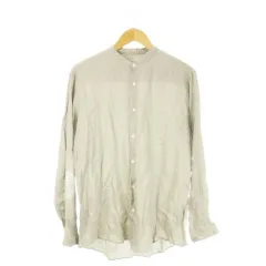 ジャーナルスタンダード JOURNAL STANDARD シャツ 麻 リネン M グレー バンドカラー 長袖 無地 /CK16 ■GY58