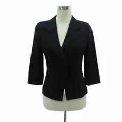 ロートレアモン LAUTREAMONT オープンカラージャケット ミドル丈 2 M 黒 ブラック 七分袖 /HO25 ■GY61