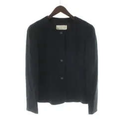 コルディア CORDIER ノーカラージャケット シングル 絹 シルク混 40 黒 ブラック /KW ■GY58