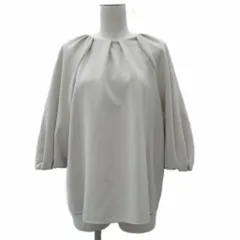 グリーンレーベルリラクシング ユナイテッドアローズ green label relaxing ブラウス カットソー 七分袖 ライトベージュ ギャザーネック ボリュームスリーブ /SY53 ■GY58