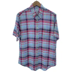 Brooks Brothers　チェックシャツ　リネンシャツ　半袖　トップス　ボタンダウン　胸ポケット　古着　/1122
