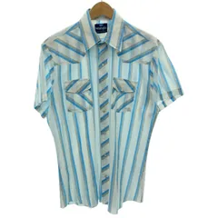 Wrangler　ストライプシャツ　90s vintage　90年代　OLD　半袖　トップス　レギュラーカラー　胸ポケット　スナップボタン　アメカジ　古着　/1126