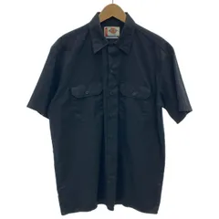 Dickies　ワークシャツ　半袖　トップス　レギュラーカラー　胸ポケット　無地　ストリート　古着　/1595