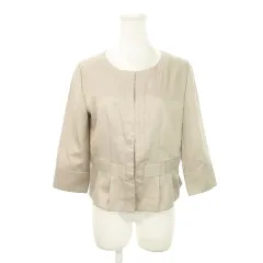 アンタイトル UNTITLED ジャケット 2 ベージュ ノーカラー 七分袖 ペプラム /MN21 ■GY60