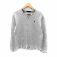 バーバリーブラックレーベル BURBERRY BLACK LABEL カットソー 長袖 ラウンドネック ロゴ刺繍 3 ライトグレー /SY36 ■GY53