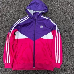 145 アディダス キッズ ウィンドブレーカー フード 145サイズ ピンク パープル