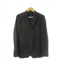 ダナキャランニューヨーク DKNY M テーラードジャケット 36 黒 ブラック ストライプ柄 長袖 2つボタン /CK1 ■GY60