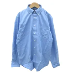 ランズエンド LANDS' END Yシャツ ワイシャツ L 青 ブルー 無地 ボタンダウン 長袖 /HO58 ■GY61