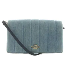 コーチ COACH ショルダーバッグ ショルダーウォレット デニム キャンバス レザー ロゴ ゴールド金具 青 ブルー 紺 ネイビー C3713 /XZ ■GY18