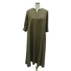 ナノユニバース nano universe ワンピース スリットネック ロング丈 36 S 茶色 ブラウン 無地 七分袖 /HO40 ■GY58