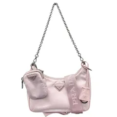PRADA 極美品 プラダ Re-Edition 2005 リエディション RE-NYLON リナイロン 2way ショルダーバッグ 1BH204 ナイロン レザー ピンク トライアングルロゴ 三角プレート ロゴプレート ポシェット Aランク 鑑定済 中古