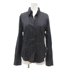 ナラカミーチェ NARA CAMICIE オープンカラーシャツ ストライプ柄 長袖 Ⅲ 紺 ネイビー /YJ ■GY60