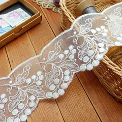 これで最後★在庫処分7cm幅オフ白のチュールレース(5m)