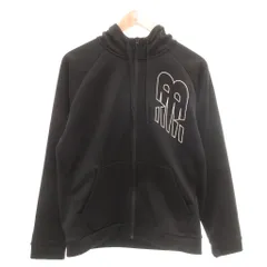 ニューバランス NEW BALANCE 美品 ジップアップパーカー フーディー ロゴプリント L 黒 ブラック /YJ ■GY61