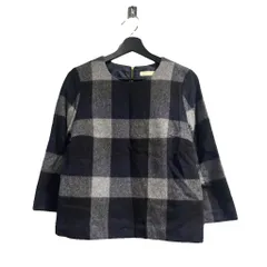 ビームスハート BEAMS HEART カットソー チェック プルオーバー 長袖 紺 ネイビー ■GY61