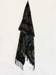 MERCURYDUO ジャカード パータン ショール マフラー / Khaki Black