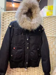 ブラック ファー フード ダウン アウター