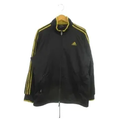 アディダス adidas ジャケット ジャージ スポーツウエア L 黒 ブラック 長袖 スタンドカラー ストライプ柄 /MN25 ■GY61