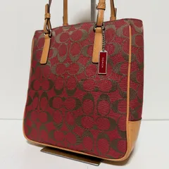 COACH コーチ シグネチャー ショルダーバッグ 肩掛け トートバッグ ロゴプレート レッド ブラウン B434