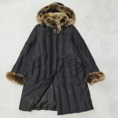 ダウンコート ブルーフォックス リアルファー シルク ブラック ジャケット 富和