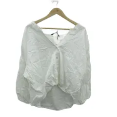 ザラ ZARA シャツ ブラウス 長袖 麻 リネン XS 白 オーバーサイズ 無地 /SY65 ■GY61