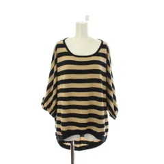 アーノルドパーマー Arnold Palmer セーター ニット 1 茶 ブラウン 黒 ブラック ボーダー柄 ラウンドネック 七分袖/LP ■GY58