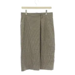 23区 オンワード樫山 スカート ひざ丈 40 黒 ブラック ベージュ チェック柄 プリーツ 膝下丈 /LP ■GY58