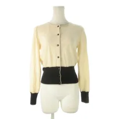 トゥービーシック TO BE CHIC カーディガン ウール 2 ベージュ 黒 ブラック 長袖 ノーカラー バイカラー /CK23 ■GY60