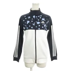 アディダス adidas ジャージ ジャケット 160 白 ホワイト 紺 ネイビー 水玉模様 スタンドカラー 長袖 /AH18 ■GY58