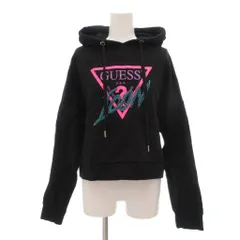 ゲス GUESS パーカー プルオーバー 長袖 フーディ ビジュー S 黒 ブラック /NL ■GY59