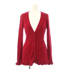 ナラカミーチェ NARA CAMICIE カーディガン ウール M 赤 レッド Vネック 長袖 フリル裾 /LP ■GY58