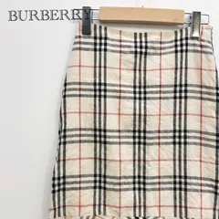 ＢＵＲＢＥＲＲＹ ＢＬＵＥ ＬＡＢＥＬ バーバリー ノバ チェック フリル スカート ヘンプ 麻 ３６ レディース