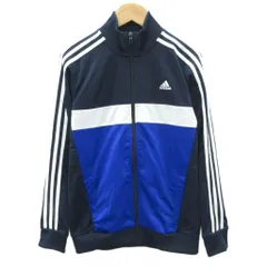 アディダス adidas ジャージ  ジャケット ミドル丈 160cm 紺 ネイビー スタンドカラー /SM48 ■GY58